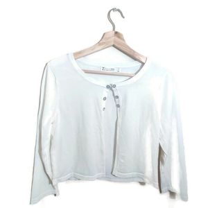 7TH AVENUE NY Co. Design Studio White Diamond Button Clasp Mid Sleeve Cardigan M